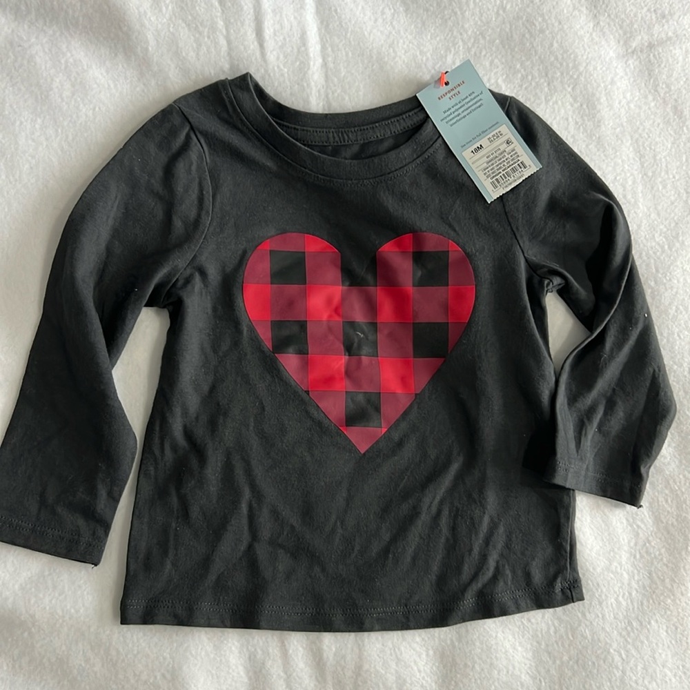 Cat and Jack | Size 18m | Long Sleeve Shirt | Buffalo Check Heart